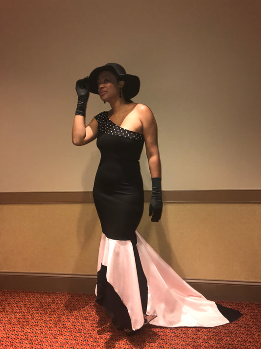 Pink and Black Gown