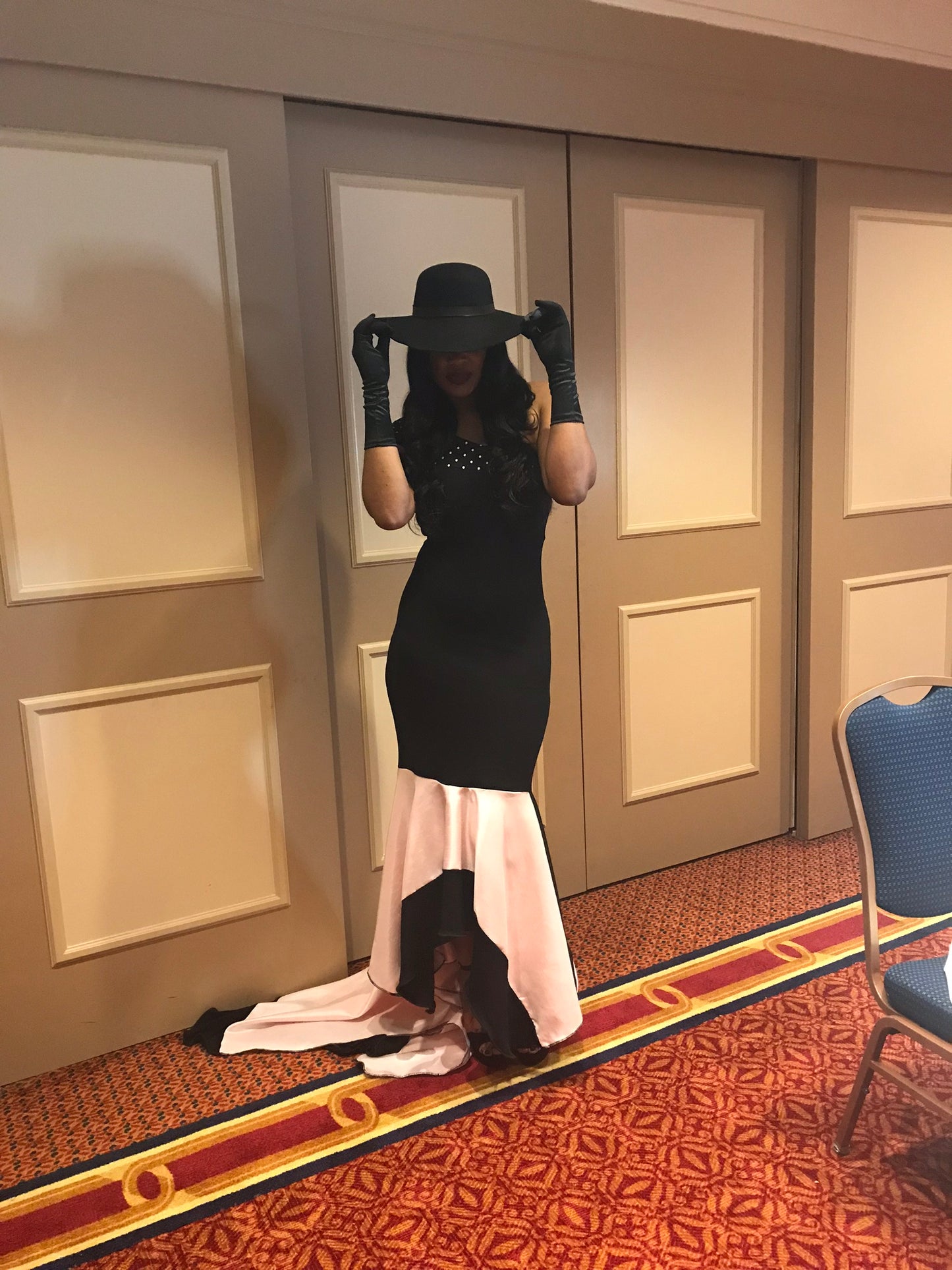 Pink and Black Gown