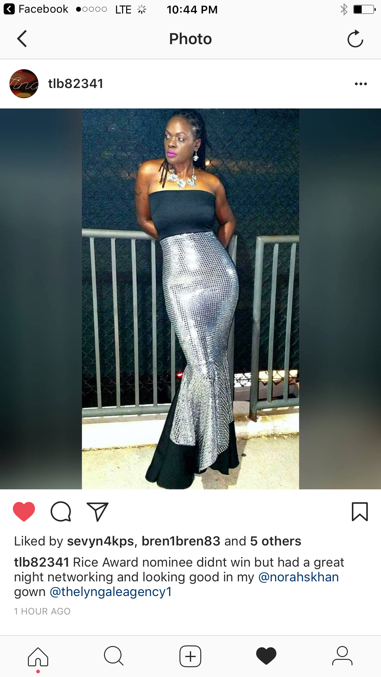 Silver Mirror Sequin and Black Gown